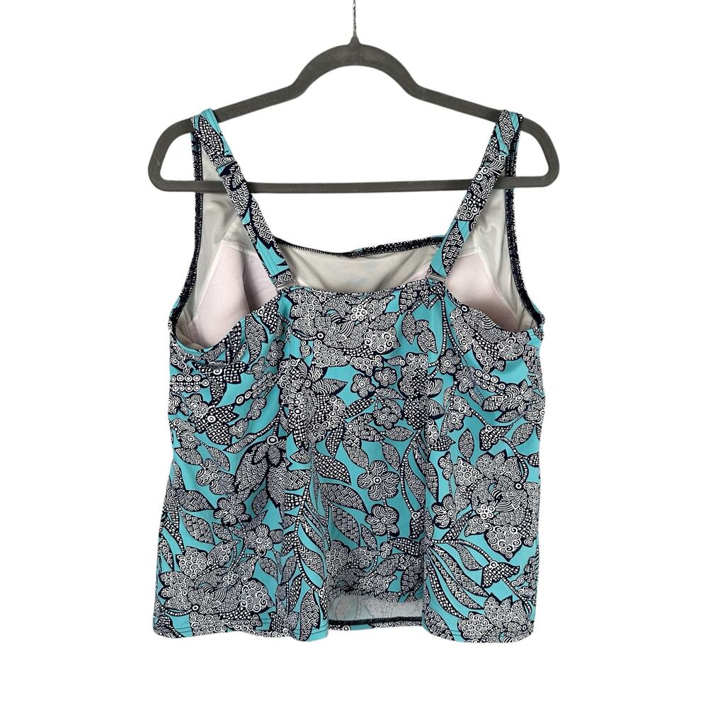 Lands' End Blue and Black Floral Swim Coverup - Picture 2 of 10